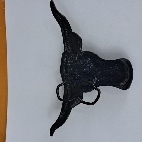 VIintage 70's MBCI steer longhorn cow western cowboy brass belt buckle - Picture 3 of 4